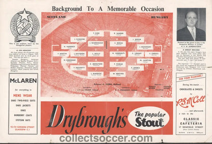 1954 Scotland v Hungary Official Programme