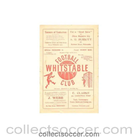 1954 - Whitstable v Sheppey United official programme 02/02/1954 - Collect Soccer
