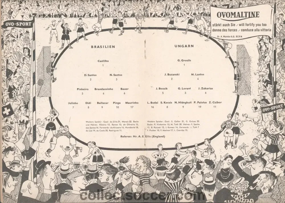 1954 World Cup Quarter Final Brazil V Hungary Programme - The Battle of the Berne - Collect Soccer