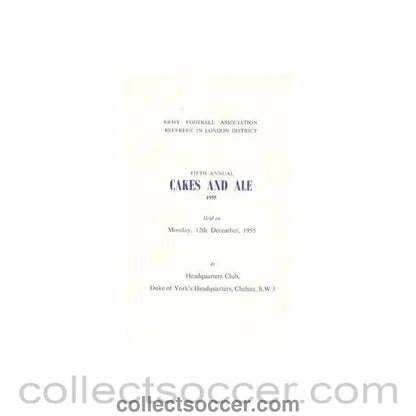 1955 - Army Football Association Fifth Annual Cakes and Ale 1955 menu - Collect Soccer