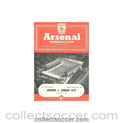 1955 - Arsenal v Cardiff City official programme 08/01/1955 - Collect Soccer