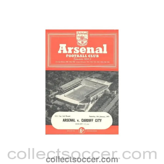 1955 - Arsenal v Cardiff City official programme 08/01/1955