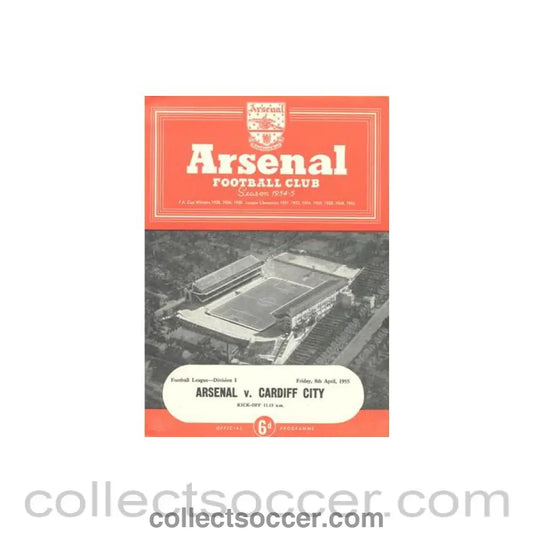 1955 - Arsenal v Cardiff City official programme 08/04/1955