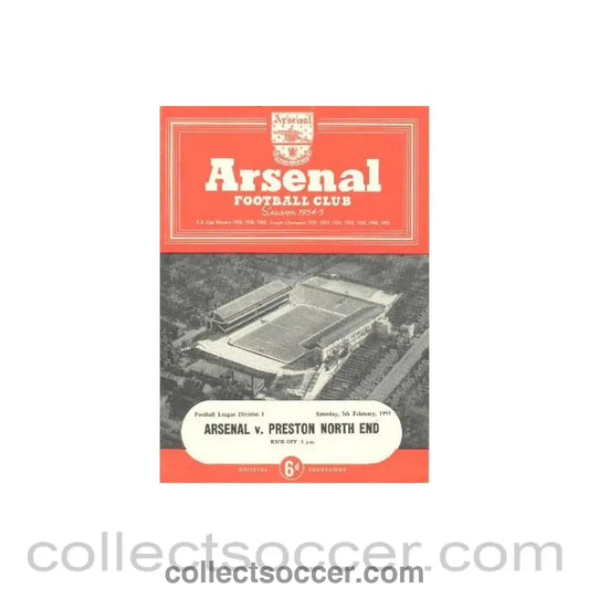 1955 - Arsenal v Preston Northend official programme 05/02/1955