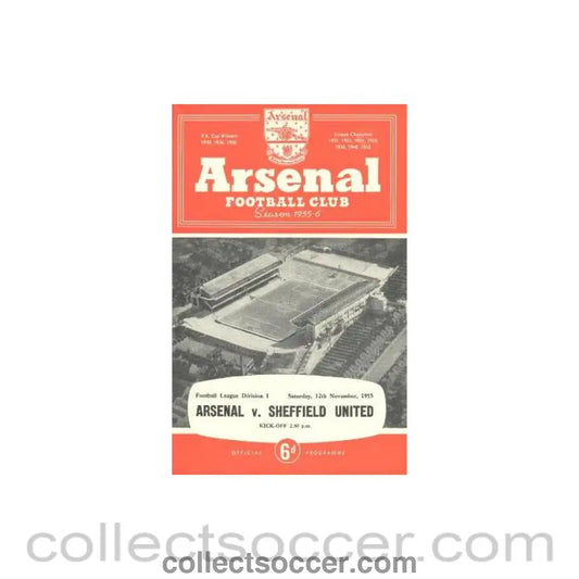 1955 - Arsenal v Sheffield United official programme 12/11/1955