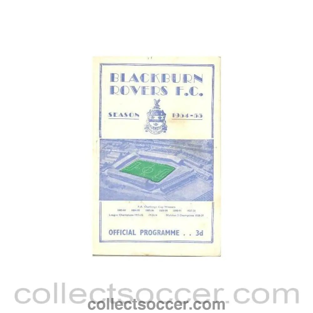 1955 - Blackburn Rovers v Bury official programme 30/04/1955 - Collect Soccer