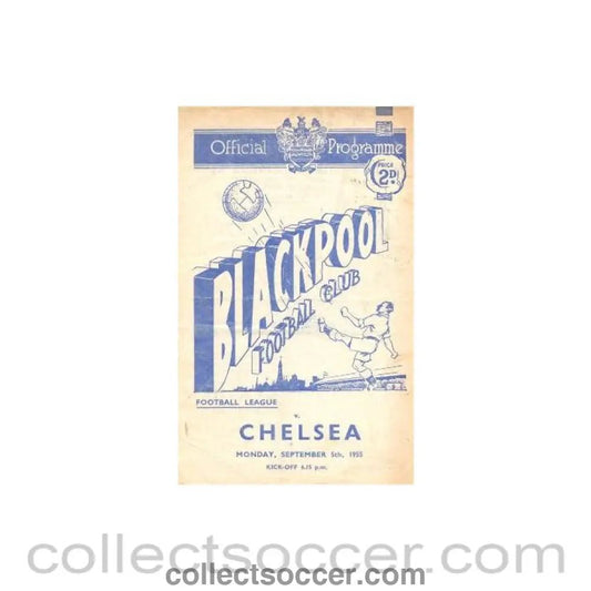 1955 - Blackpool vChelsea official programme 05/09/1955 - Collect Soccer