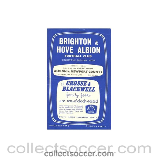 1955 - Brighton & Hove Albion v Newport County official programme 19/11/1955
