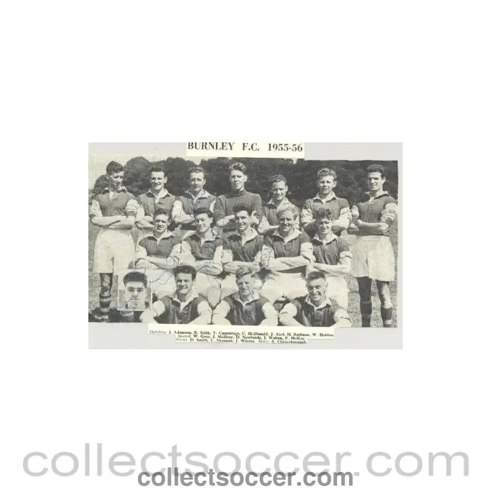 1955 - Burnley signed team photograph newspaper cutting of 1955-1956 - Collect Soccer