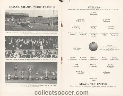 1955 Charity Shield Chelsea v Newcastle United Programme - Tiny amount of paper loss to top left corner - Collect Soccer