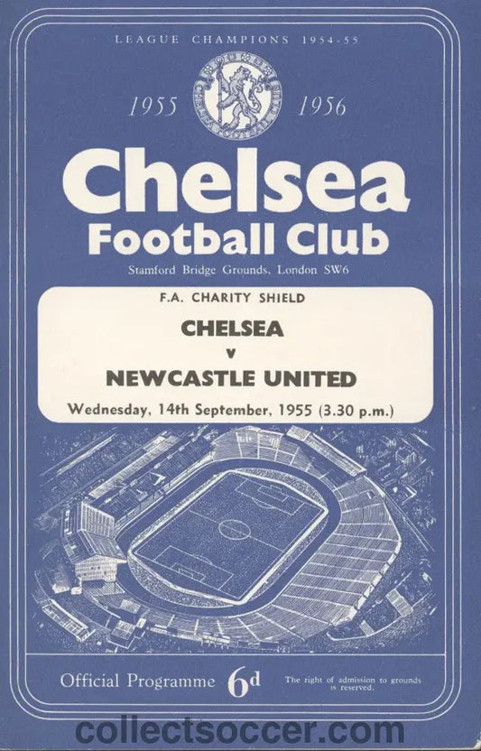 1955 Charity Shield Immaculate Copy Chelsea v Newcastle United Programme - Collect Soccer