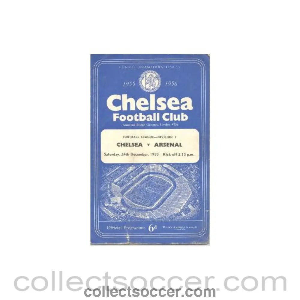 1955 - Chelsea v Arsenal official programme 24/12/1955 - Collect Soccer