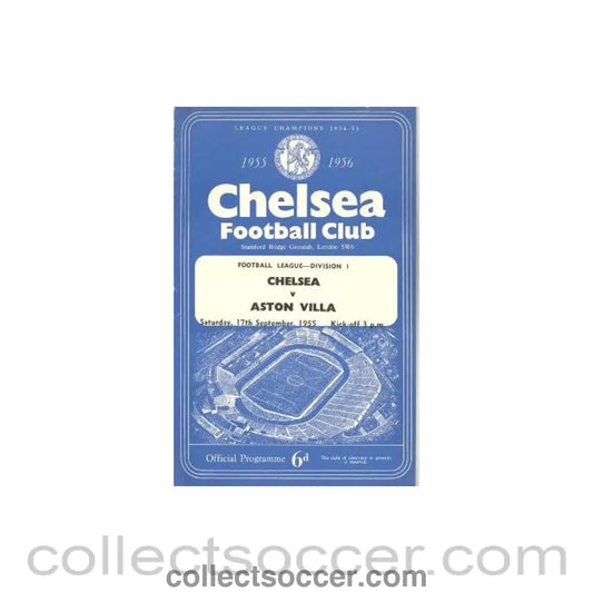 1955 - Chelsea v Aston Villa official programme 17/09/1955