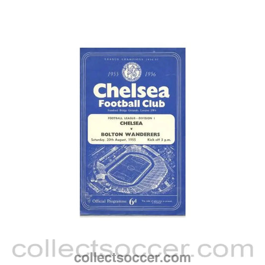 1955 - Chelsea v Bolton Wanderers official programme 20/08/1955
