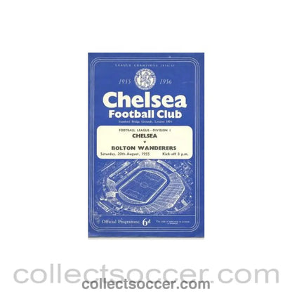 1955 - Chelsea v Bolton Wanderers official programme 20/08/1955