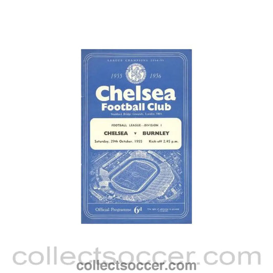 1955 - Chelsea v Burnley official programme 29/10/1955