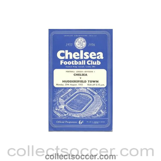 1955 - Chelsea v Huddersfield Town official programme 29/08/1955