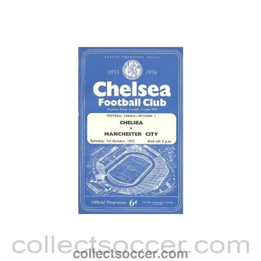 1955 - Chelsea v Manchester City official programme 01/10/1955