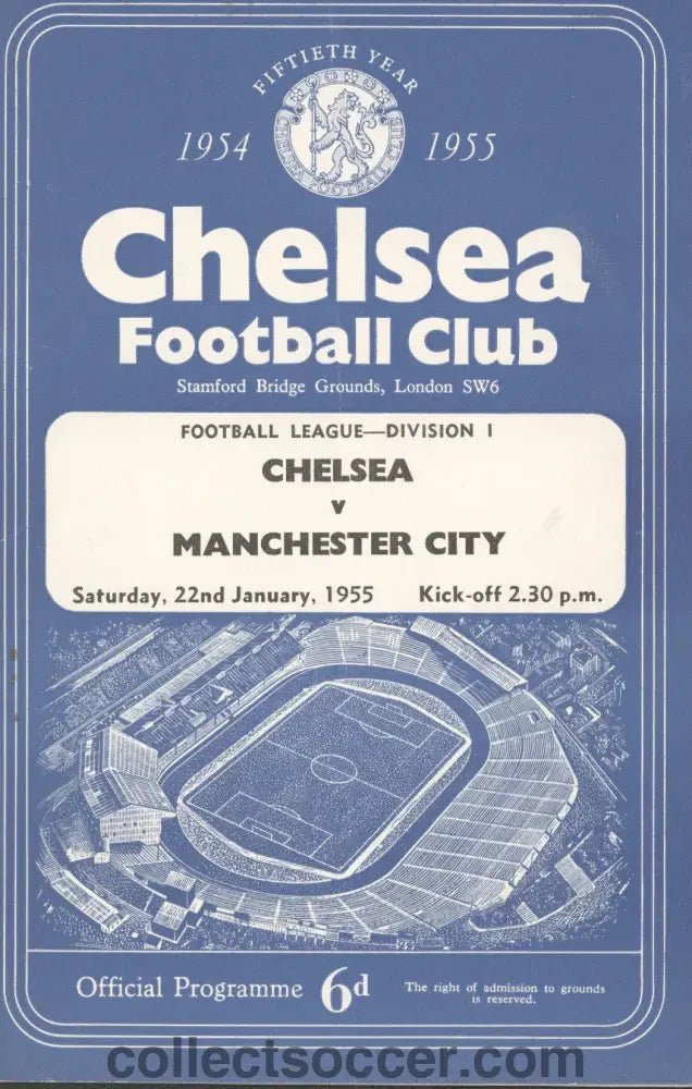 1955 - Chelsea v Manchester City Programme 22/01/1955 Chelsea's First Ever Championship Season - Collect Soccer