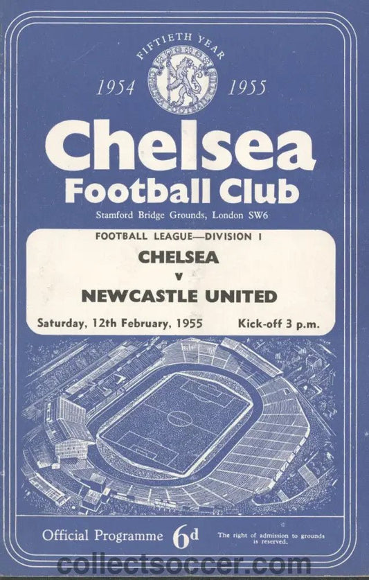 1955 Chelsea v Newcastle United Programme 12/2/1955 Chelsea's First Ever Championship Season - Collect Soccer