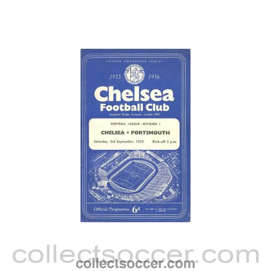 1955 - Chelsea v Portsmouth official programme 03/09/1955