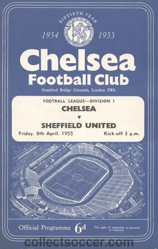 1955 - Chelsea v Sheffield United official programme 08/04/1955 - Chelsea's First Ever Championship Season - Collect Soccer