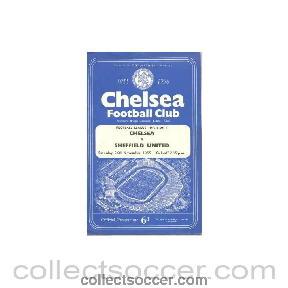 1955 - Chelsea v Sheffield United official programme 26/11/1955 - Collect Soccer