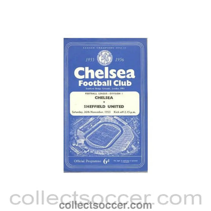 1955 - Chelsea v Sheffield United official programme 26/11/1955 - Collect Soccer