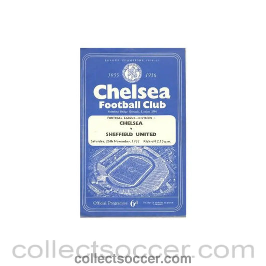 1955 - Chelsea v Sheffield United official programme 26/11/1955