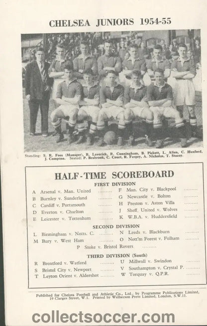 1955 - Chelsea v Sheffield Wednesday official programme 23/04/1955 - Collect Soccer