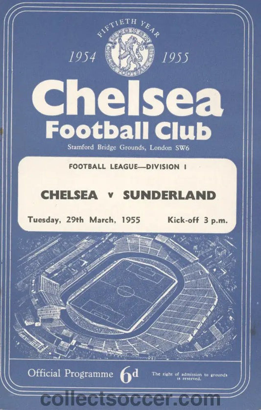 1955 - Chelsea v Sunderland programme Chelsea's First Championship Season - Collect Soccer