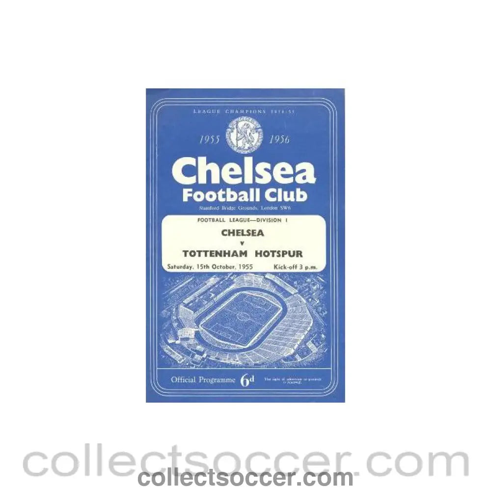 1955 - Chelsea v Tottenham Hotspur official programme 15/10/1955