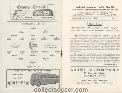 1955 FA Cup Semi Final Replay York City v Newcastle United Programme at Roker Park - Collect Soccer