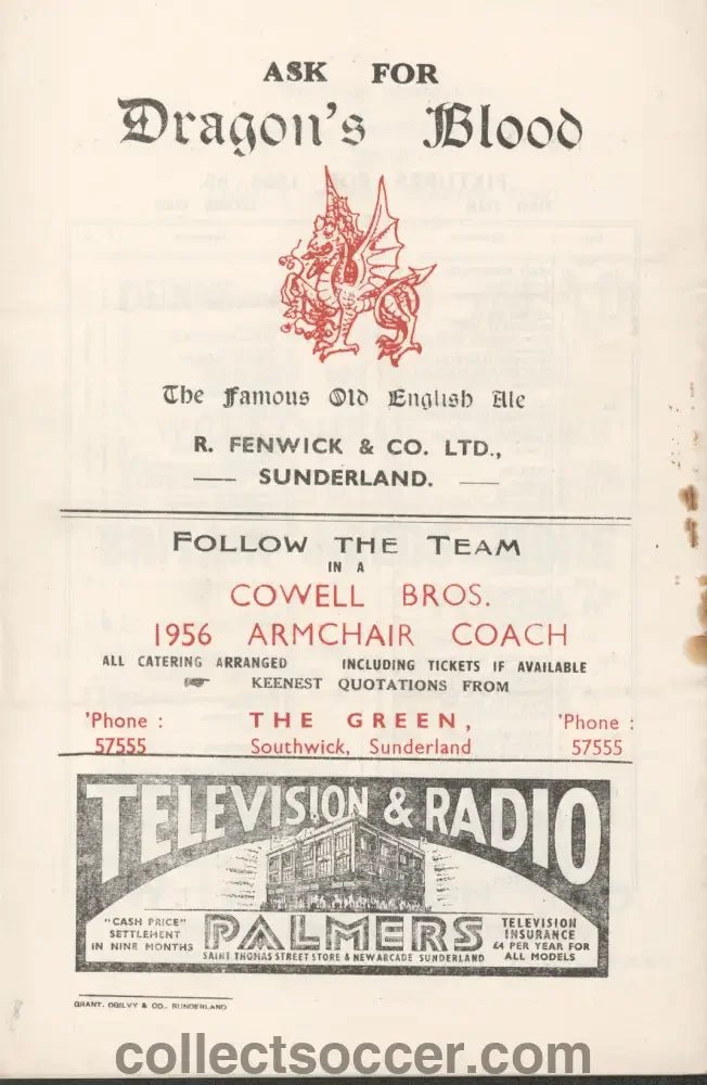 1955 FA Cup Semi Final Replay York City v Newcastle United Programme at Roker Park - Collect Soccer