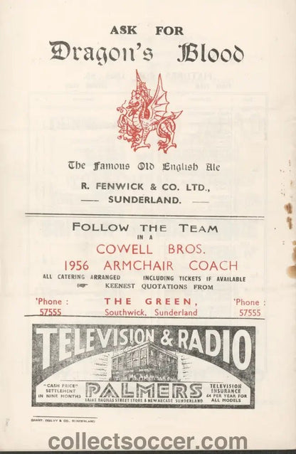 1955 FA Cup Semi Final Replay York City v Newcastle United Programme at Roker Park - Collect Soccer