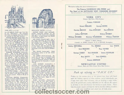 1955 FA Cup Semi Final York City v Newcastle United Programme at Hillsborough - Collect Soccer