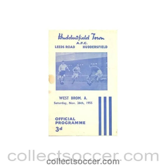 1955 - Huddersfield Town v West Bromwich Albion official programme 26/11/1955 Football League - Collect Soccer