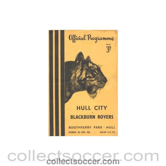 1955 - Hull City v Blackburn Rovers official programme 09/04/1955 Football League - Collect Soccer
