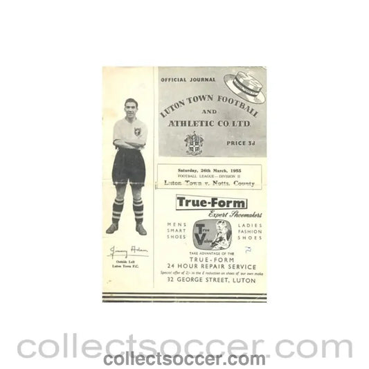 1955 - Luton Town v Notts County official programme 26/03/1955 - Collect Soccer