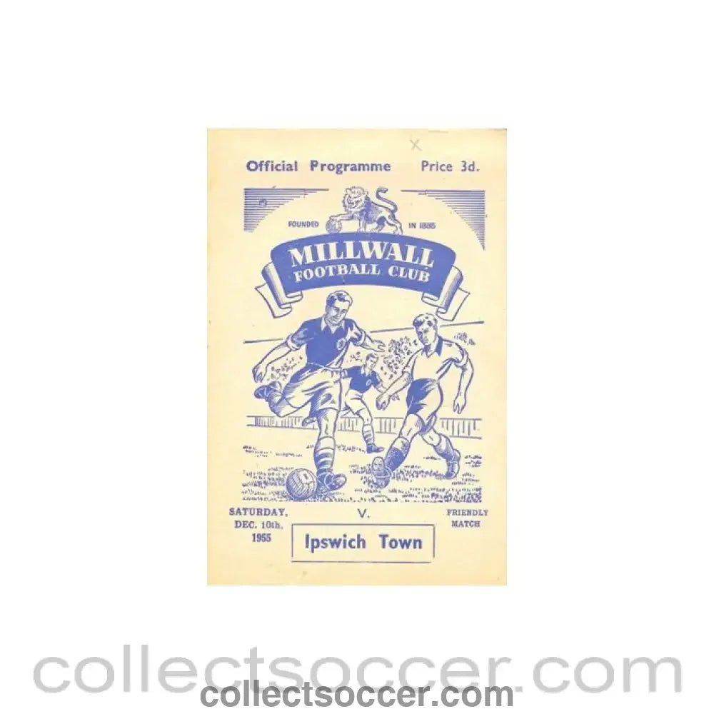 1955 - Millwall v Ipswich Town official programme 10/12/1955 signed - Collect Soccer
