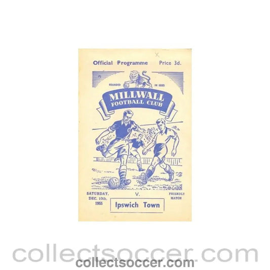 1955 - Millwall v Ipswich Town official programme 10/12/1955 signed - Collect Soccer