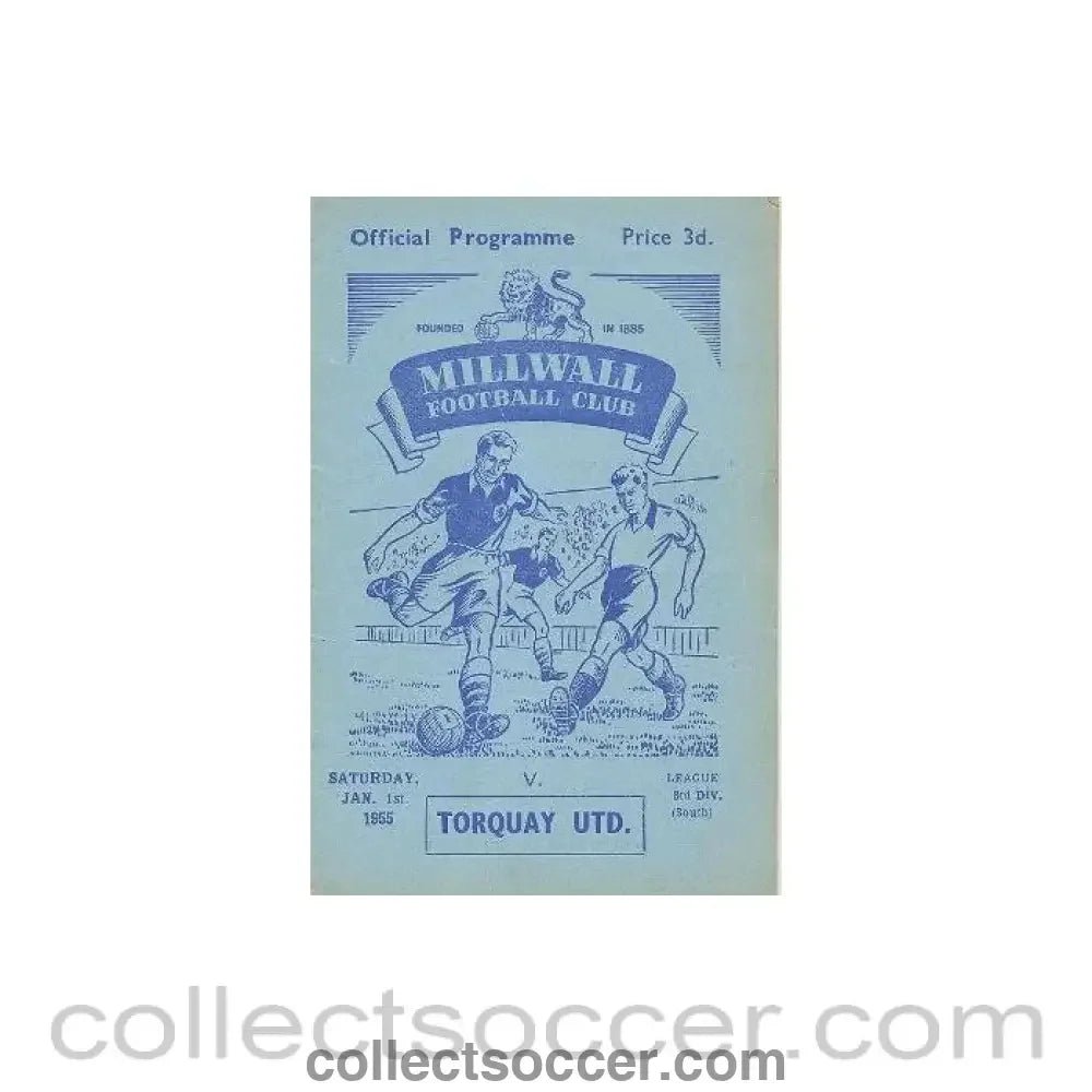 1955 - Millwall v Torquay United official programme 01/01/1955 - Collect Soccer