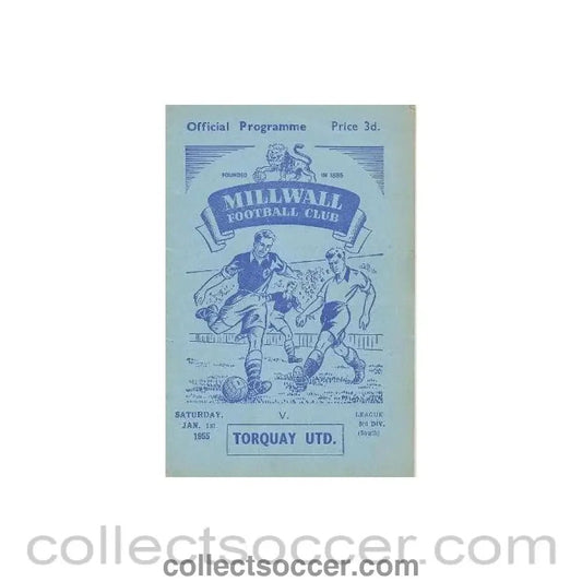 1955 - Millwall v Torquay United official programme 01/01/1955 - Collect Soccer