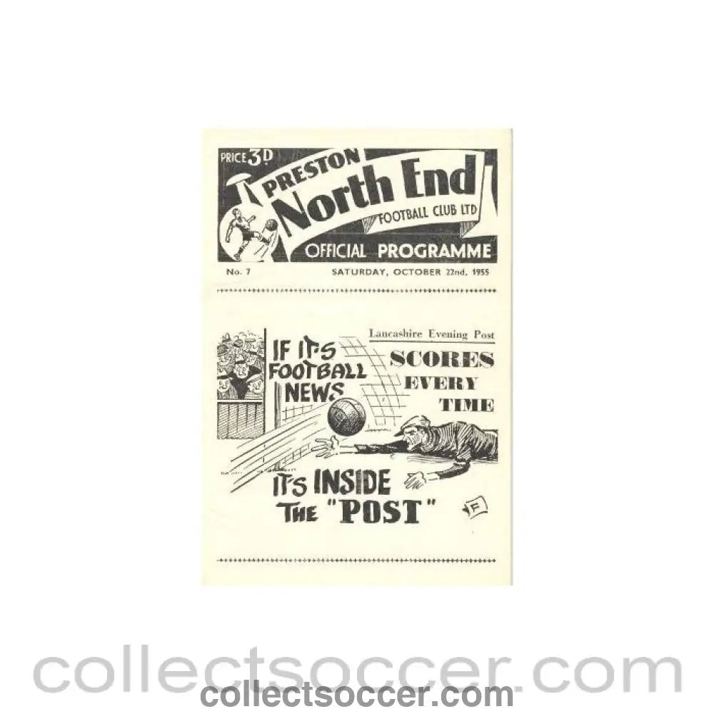 1955 - Preston North End vChelsea official programme 22/10/1955 - Collect Soccer