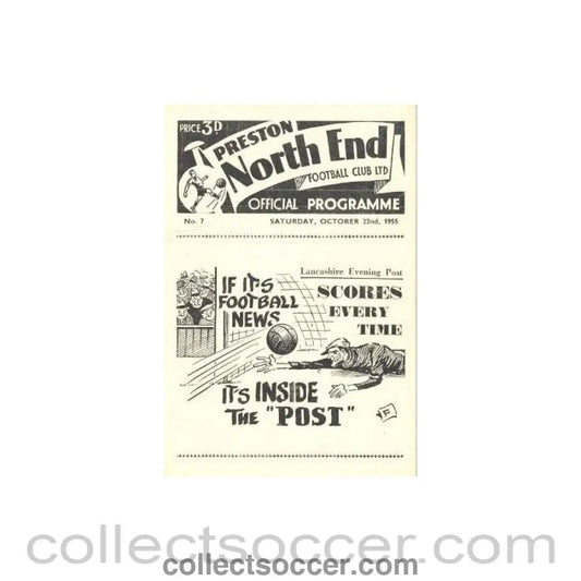 1955 - Preston North End vChelsea official programme 22/10/1955 - Collect Soccer