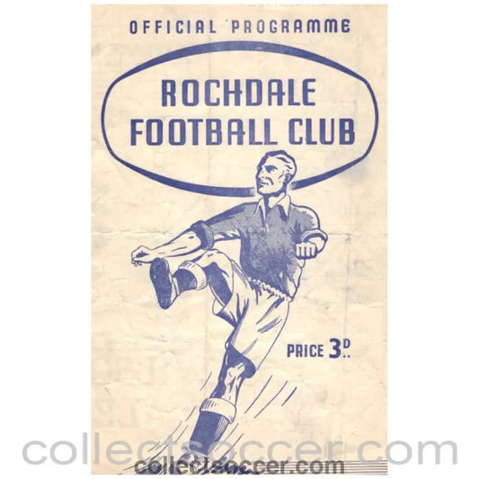 1955 Rochdale v Accrington Stanley Football Programme - Collect Soccer