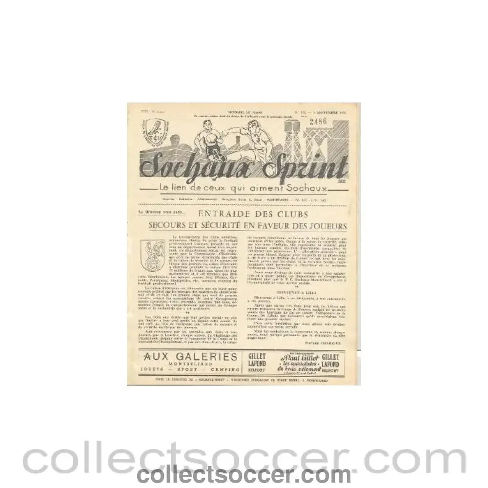 1955 Sochaux, France Official Programme Sochaux Sprint of 04/09/1955 - Collect Soccer