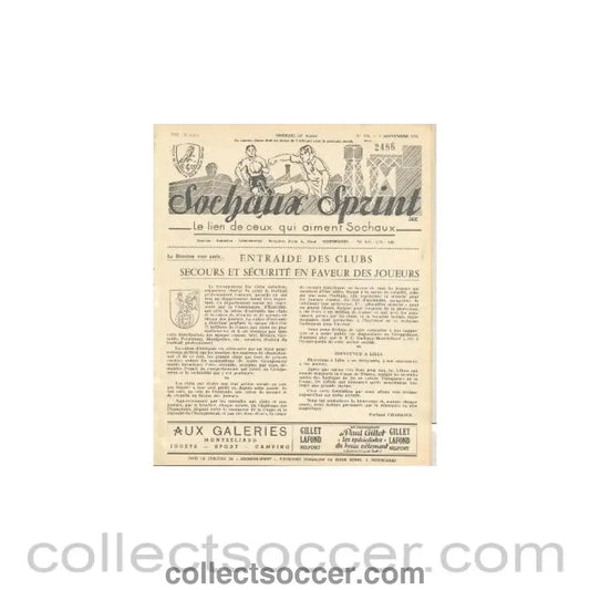 1955 Sochaux, France Official Programme Sochaux Sprint of 04/09/1955 - Collect Soccer