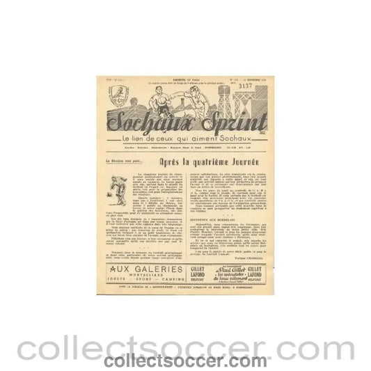 1955 Sochaux, France Official Programme Sochaux Sprint of 18/09/1955 - Collect Soccer