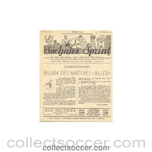 1955 Sochaux, France Official Programme Sochaux Sprint of 18/12/1955 - Collect Soccer